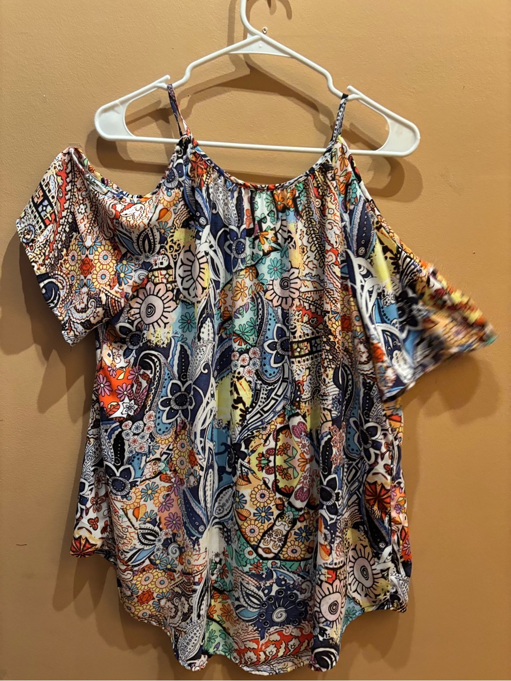 Spence Women's Cold-Shoulder Floral Paisley Print Hi low Top size XL - Picture 7 of 10